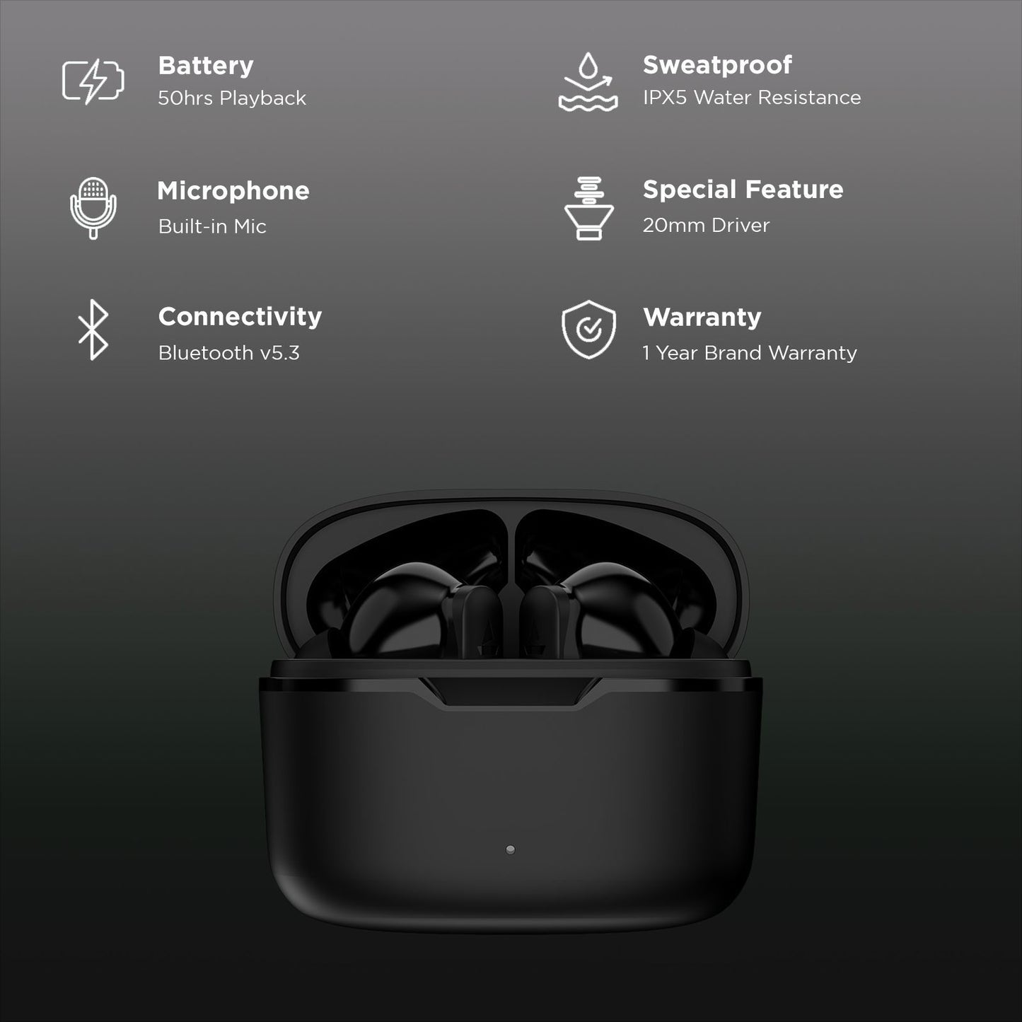 boAt Airdopes Ultra Plus TWS Earbuds with Passive Noise Cancellation (IPX5 Sweat Resistant, ASAP Charge, Active Black)