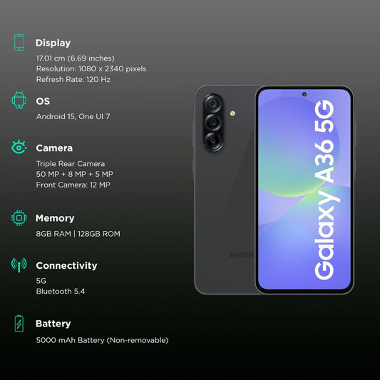 SAMSUNG Galaxy A36 5G (8GB RAM, 128GB, Awesome Black)