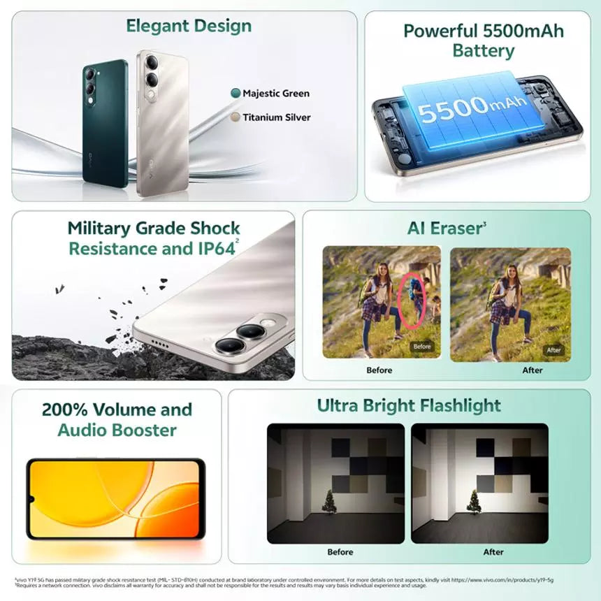 Vivo Y19 5G 4GB+64GB Titanium Silver