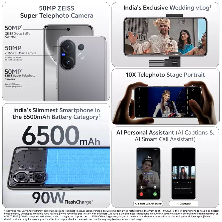 Vivo V60 8GB+128GB Mist Gray