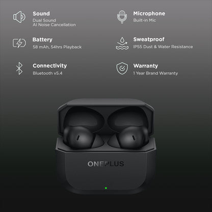 OnePlus Nord Buds 3r TWS Earbuds with AI Call Noise Cancellation (IP55 Dust & Water Resistance, Dual Device Connection, Ash Black)