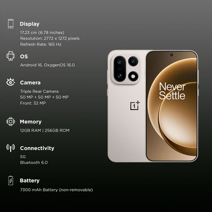 OnePlus 15 5G (12GB RAM, 256GB, Sand Storm)