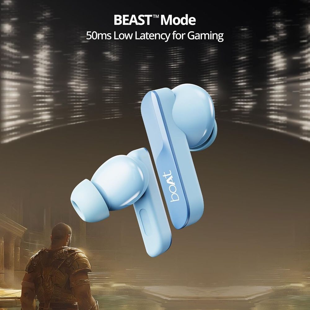 boAt Airdopes 800 TWS Earbuds with Environmental Noise Cancellation (IPX5 Water Resistant, ASAP Charge, Interstellar Blue)