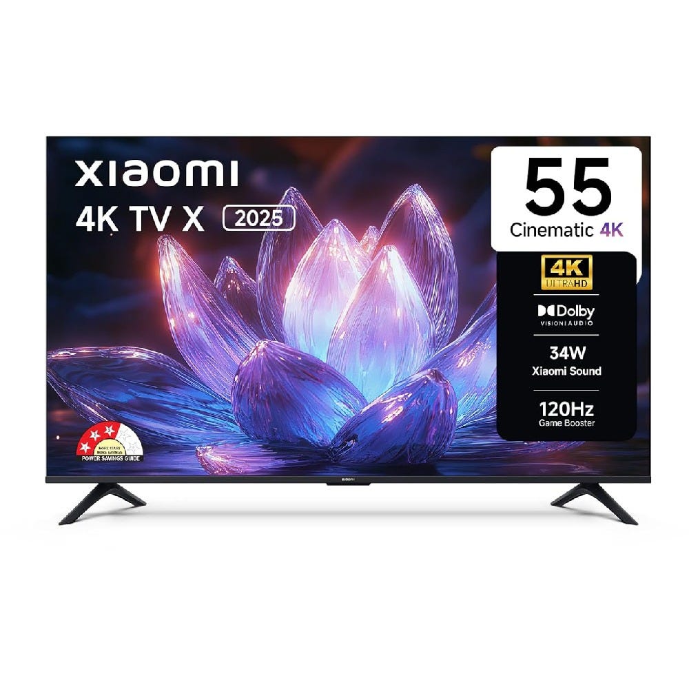 Xiaomi X Series 138cm (55 Inch) 4K Ultra HD Google TV - Dolby Vision, HDR 10, Filmmaker Mode, Dolby Audio, 8GB Storage, Google Cast, Miracast, Google Voice Assistant, L55MB-AIN (2025)