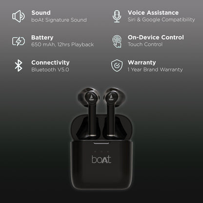 boAt Airdopes 138 TWS Earbuds (12 Hours Playback, Black)