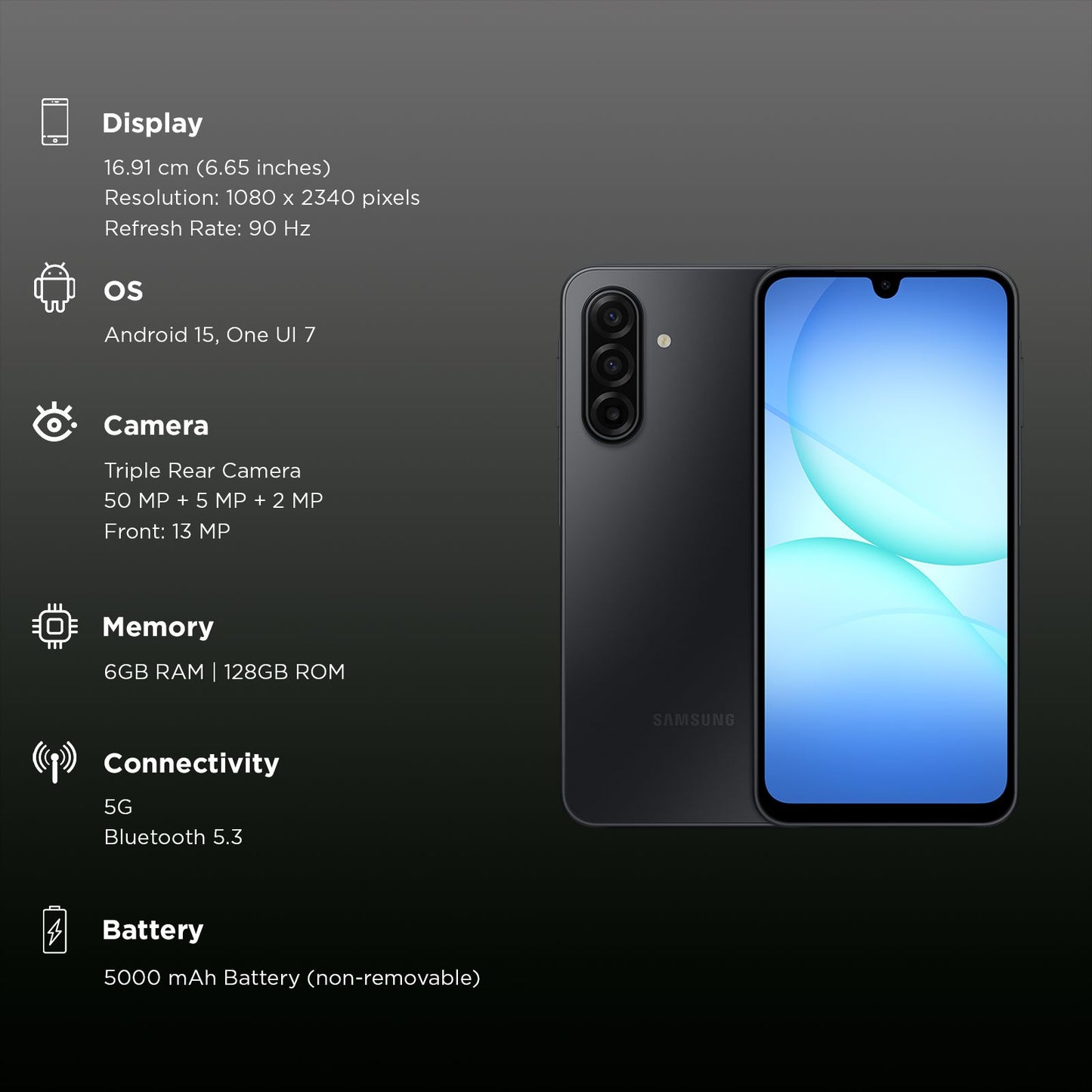 SAMSUNG Galaxy A17 5G (8GB RAM, 128GB, Black)