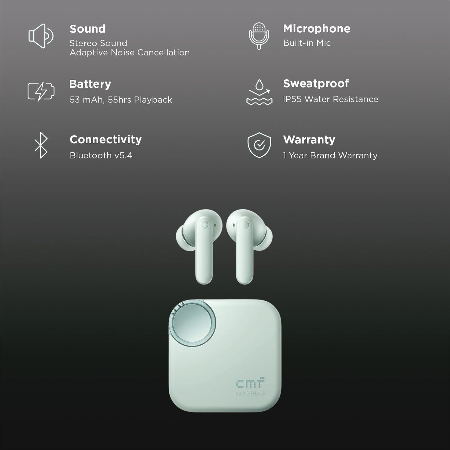 Nothing Buds 2 TWS Earbuds with Hybrid Active Noise Cancellation (IP55 Water Resistant, In-ear Detection, Light Green)