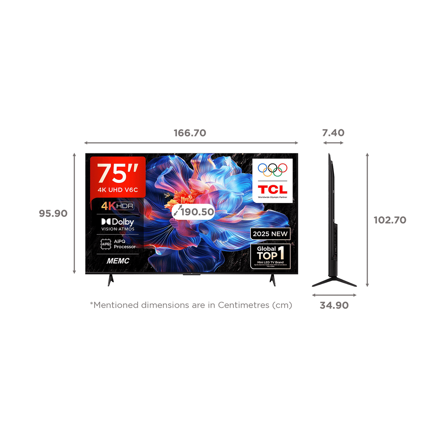 TCL V6C 190.5 cm (75 inch) 4K Ultra HD LED Smart Google TV with Google Voice Assistant (2025 model)