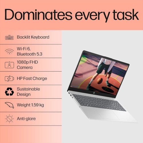 Store Display Unit - HP 15 Thin & Light Laptop (13th Gen Intel Core i5/ 16GB DDR4 RAM/ 512GB SSD/ 15.6 Inch (39.62 cm) FHD Display/ Intel Iris X Graphics/ Dual Speakers/ Backlit Keyboard/ Windows 11/ MS-Office) 15-FD0492TU