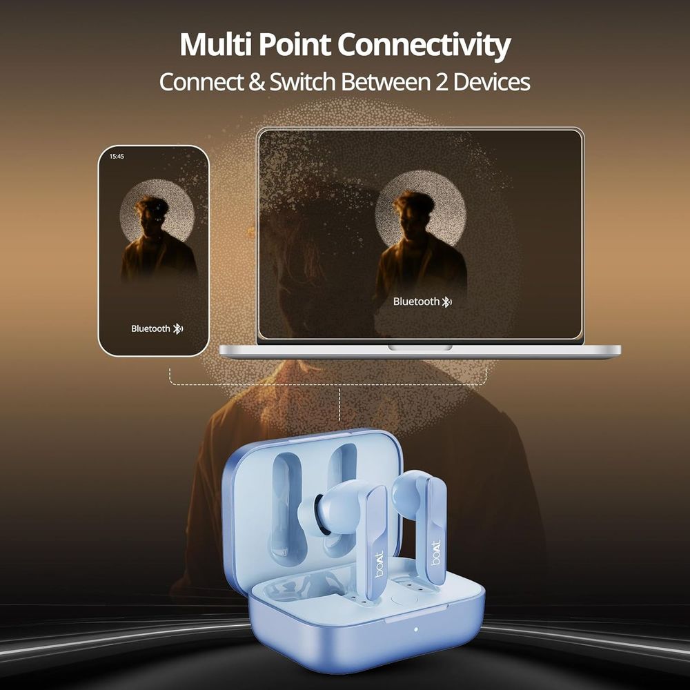 boAt Airdopes 800 TWS Earbuds with Environmental Noise Cancellation (IPX5 Water Resistant, ASAP Charge, Interstellar Blue)