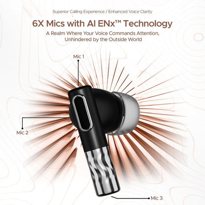 boAt Nirvana Zenith TWS Earbuds with Active Noise Cancellation (IPX5 Water Resistant, 50 Hours of Playtime, Mystique Black)