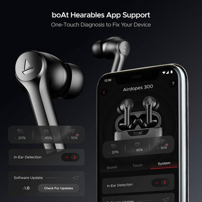 boAt Airdopes 300 TWS Earbuds with AI Environmental Noise Cancellation (IPX4 Water Proof, Splash & Sweat Resistance, 50 Hours Playback, Gunmetal Black)