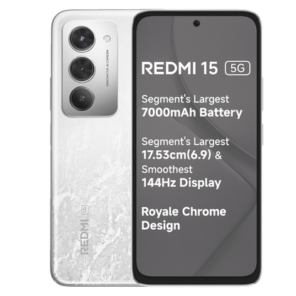 Redmi 15 5G (8GB RAM, 256GB, Frosted White)