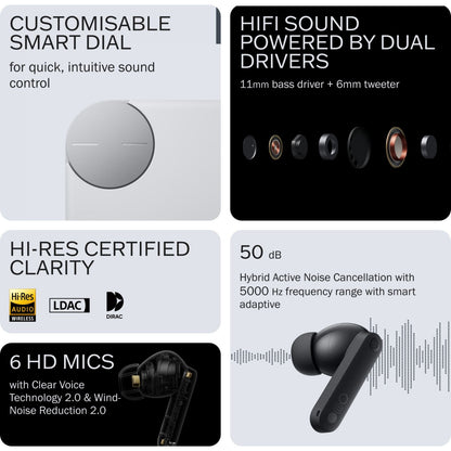 Nothing Buds Pro 2 TWS Earbuds with Active Noise Cancellation (IP55 Water & Dust Resistant, 43 Hours Playback, Light Grey)