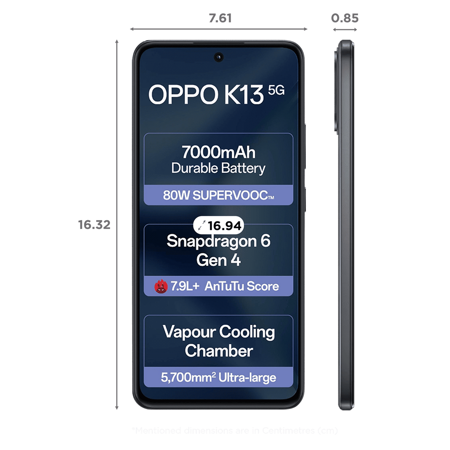 oppo K13 5G (8GB RAM, 256GB, Prism Black)