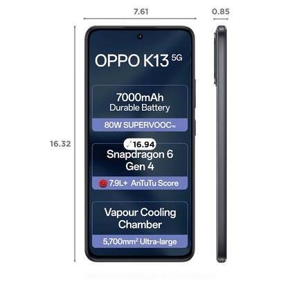 oppo K13 5G (8GB RAM, 256GB, Prism Black)