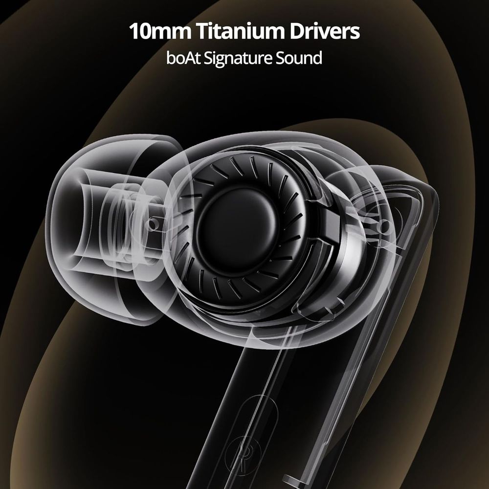 boAt Airdopes 800 TWS Earbuds with Environmental Noise Cancellation (IPX5 Water Resistant, ASAP Charge, Interstellar Black)