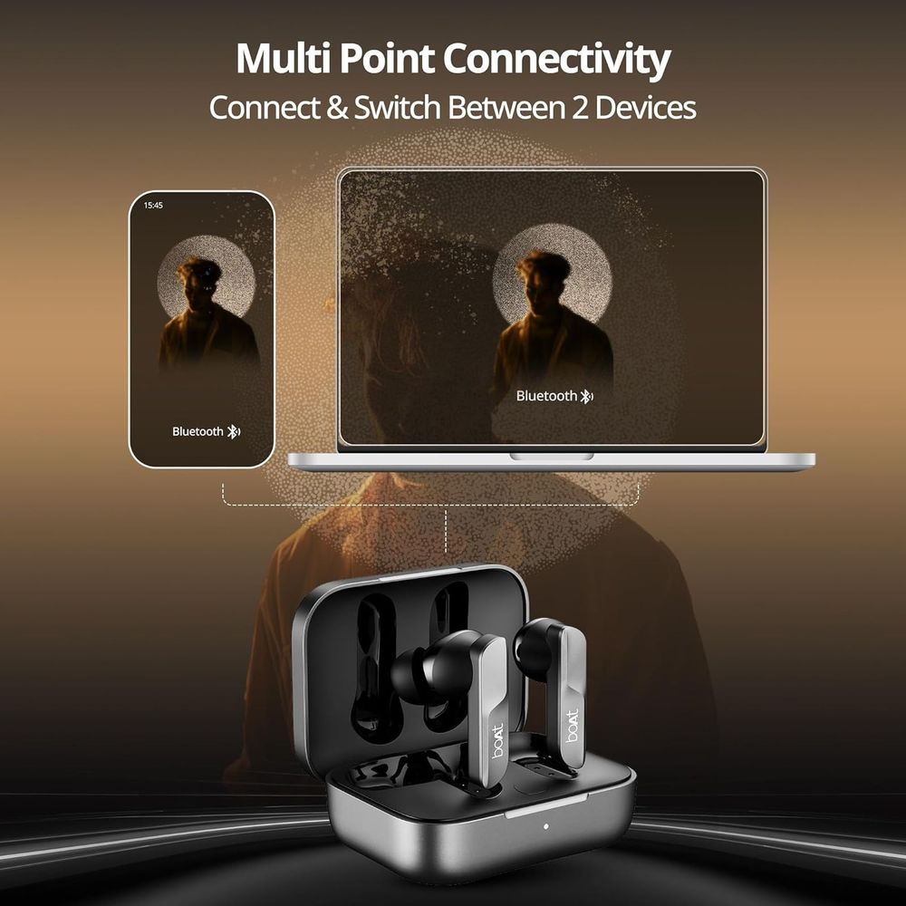 boAt Airdopes 800 TWS Earbuds with Environmental Noise Cancellation (IPX5 Water Resistant, ASAP Charge, Interstellar Black)