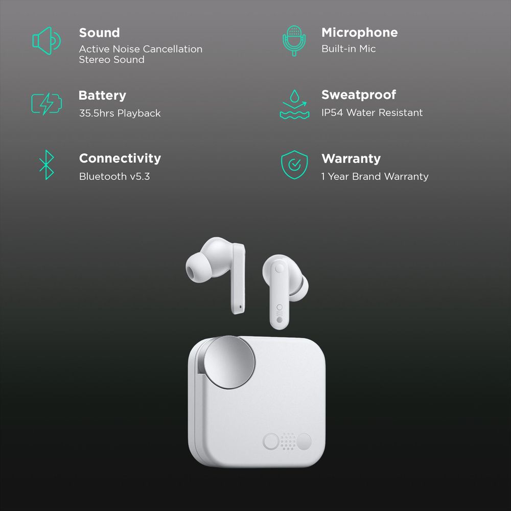Nothing CMF TWS Earbuds with Active Noise Cancellation (IP54 Water & Dust Resistant, Ultra Bass Technology, Light Grey)