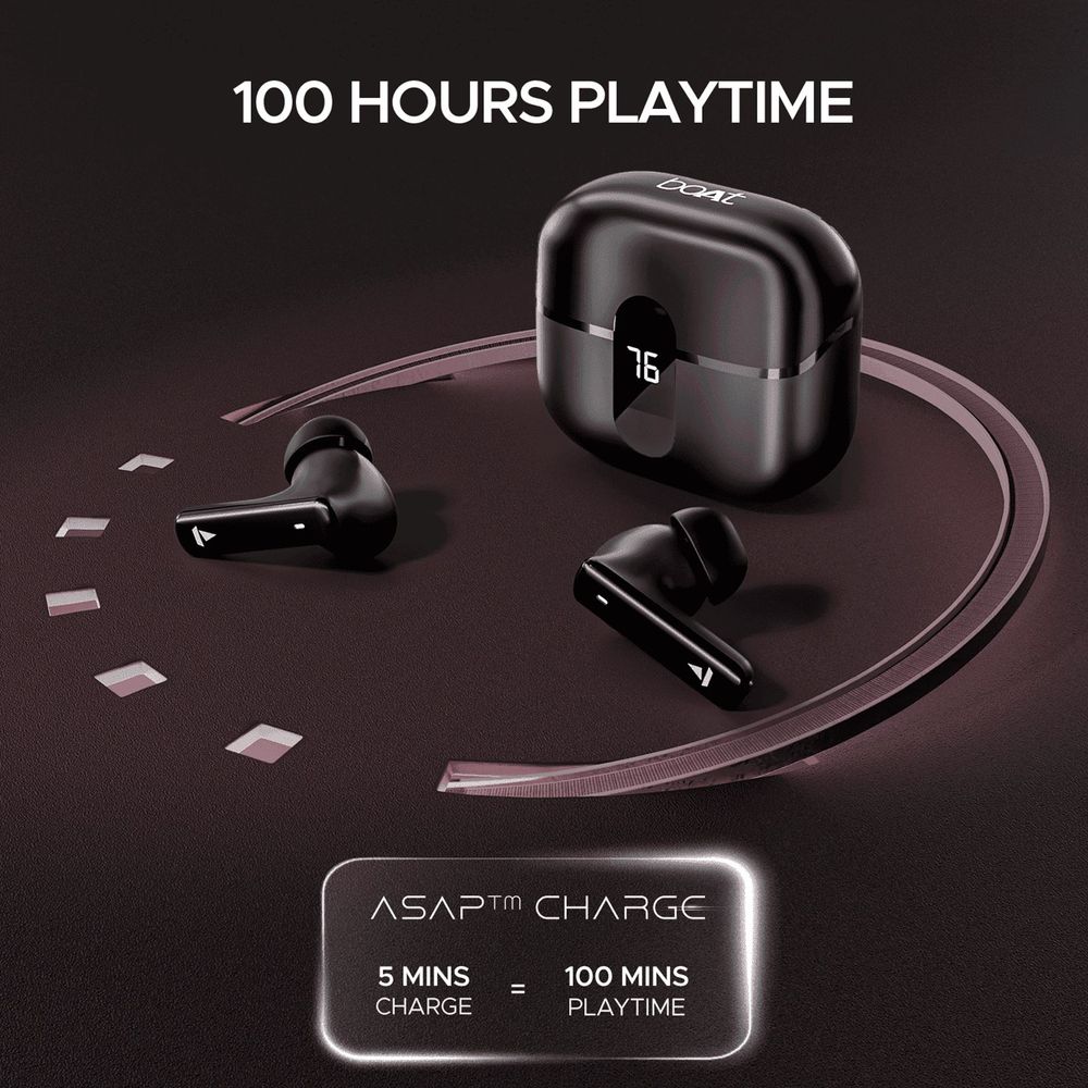 boAt Airdopes Plus 318 TWS Earbuds with Environmental Noise Cancellation (IPX5 Water Resistant, ASAP Charge, Active Black)
