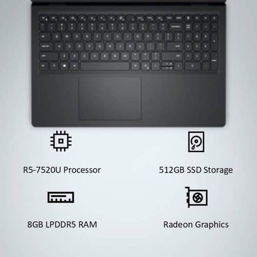 Dell Inspiron 3535 Thin & Light Laptop (AMD Ryzen 5 Quad Core 7520U/ 8GB LPDDR5 RAM/ 512GB SSD/ 15.6 Inch (39.62 cm) FHD Display/ AMD Radeon Graphics/ Windows 11/ MS-Office) OIN353510021RINB1MO