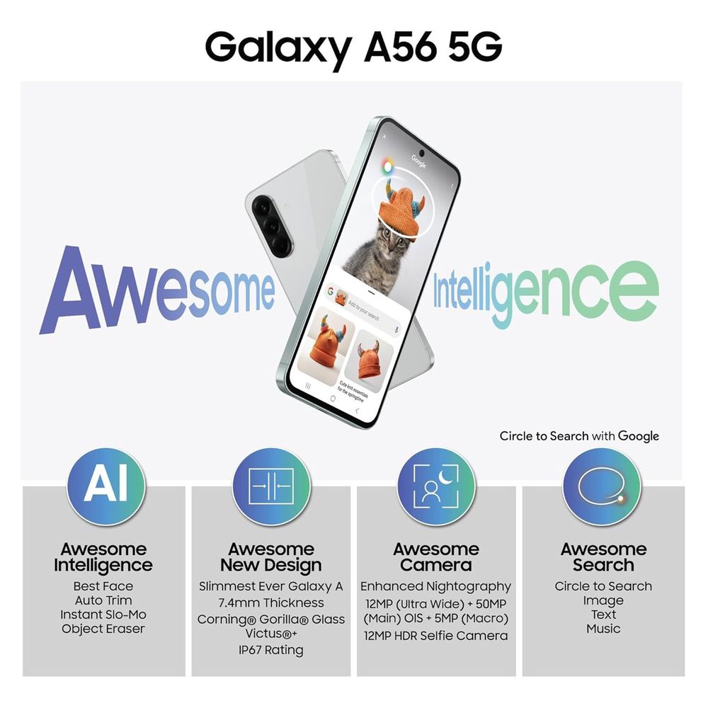 SAMSUNG Galaxy A56 5G (12GB RAM, 256GB, Awesome Olive)