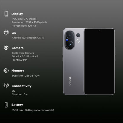 vivo V60 5G (8GB RAM, 256GB ROM, Mist Gray)