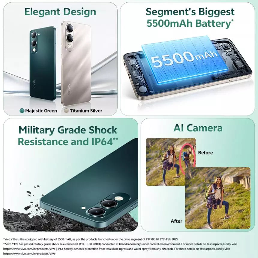 Vivo Y19e 4GB+64GB Titanium Silver