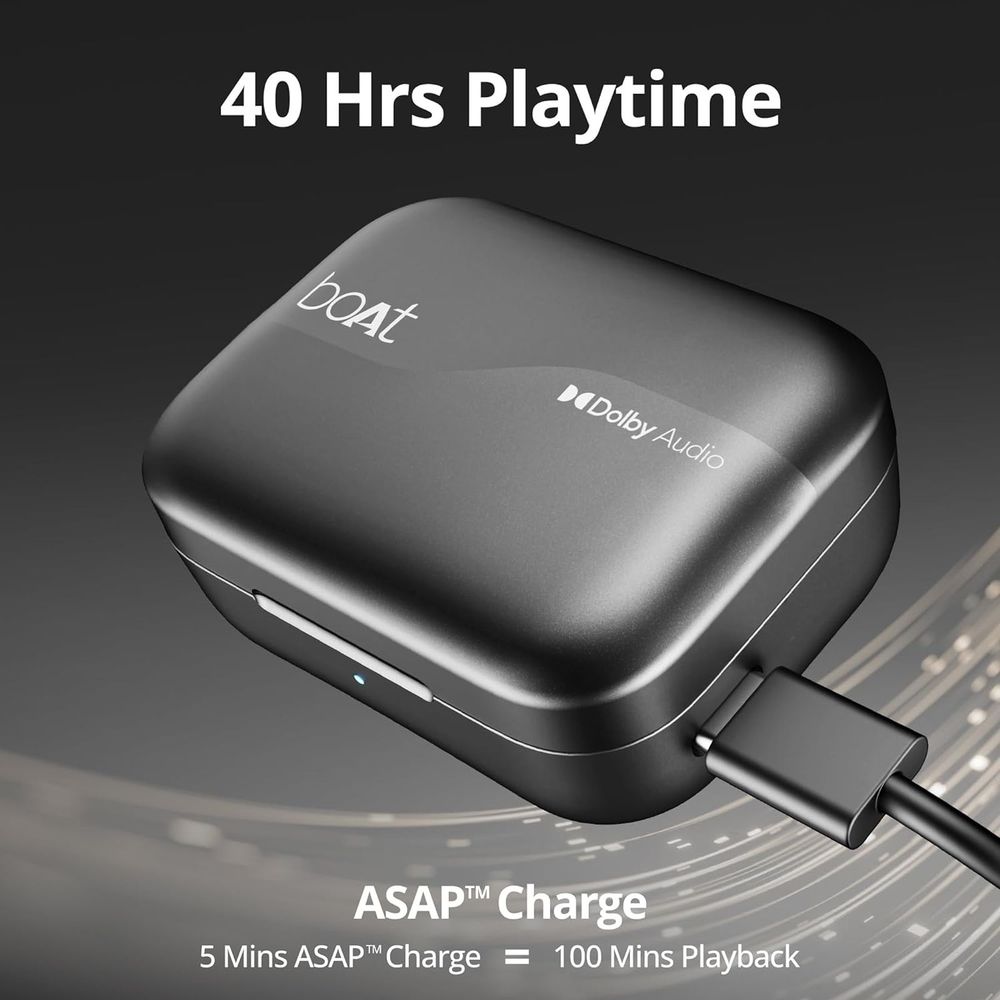 boAt Airdopes 800 TWS Earbuds with Environmental Noise Cancellation (IPX5 Water Resistant, ASAP Charge, Interstellar Black)