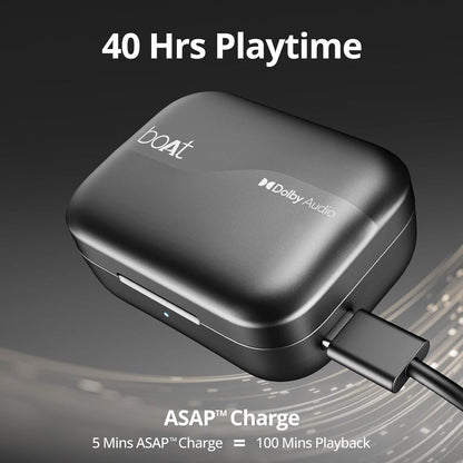 boAt Airdopes 800 TWS Earbuds with Environmental Noise Cancellation (IPX5 Water Resistant, ASAP Charge, Interstellar Black)