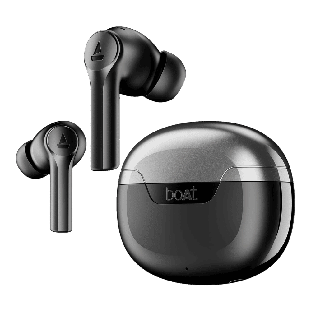 boAt Airdopes 300 TWS Earbuds with AI Environmental Noise Cancellation (IPX4 Water Proof, Splash & Sweat Resistance, 50 Hours Playback, Gunmetal Black)
