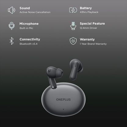 OnePlus Nord Buds 3 TWS Earbuds with Active Noise Cancellation (IP55 Water and Dust Resistant, 43 Hours Playback, Harmonic Gray)